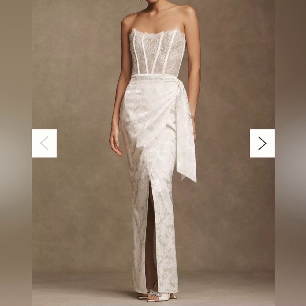 V. Chapman White Lace Strapless Maxi Dress